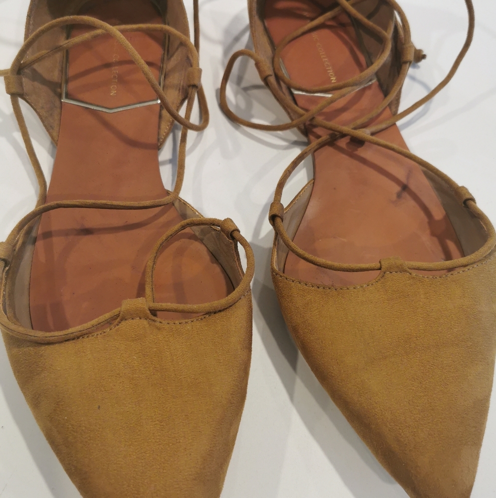 Lace up ballerina Suede pointy flats